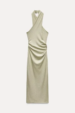 Hot VESTIDO HALTER HILO METALIZADO Mujer Vestidos