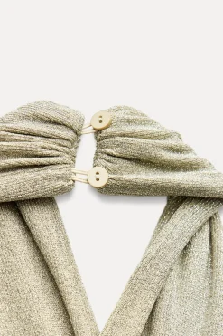 Hot VESTIDO HALTER HILO METALIZADO Mujer Vestidos