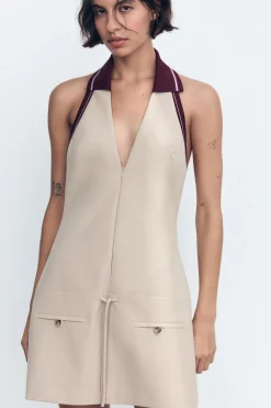 Sale VESTIDO HALTER RIB RAYA COMBINADO Mujer Vestidos