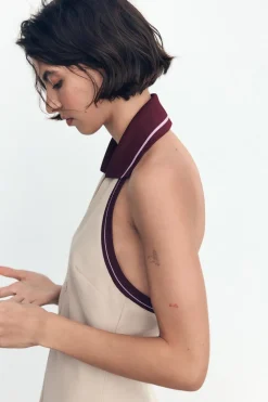 Sale VESTIDO HALTER RIB RAYA COMBINADO Mujer Vestidos