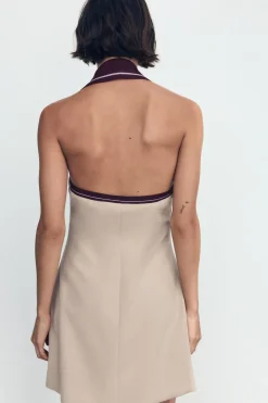 Sale VESTIDO HALTER RIB RAYA COMBINADO Mujer Vestidos