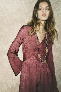 Hot VESTIDO JACQUARD BORDADO ZW COLLECTION Mujer Vestidos