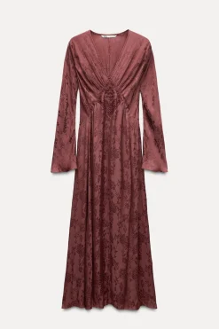 Hot VESTIDO JACQUARD BORDADO ZW COLLECTION Mujer Vestidos