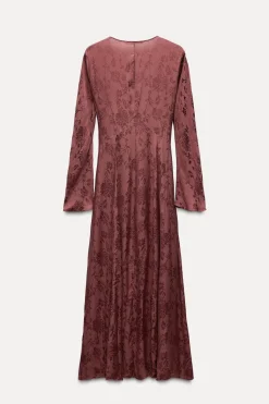 Hot VESTIDO JACQUARD BORDADO ZW COLLECTION Mujer Vestidos