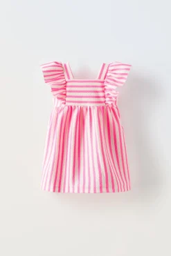 Niños ZARA 1½ - 6 Años·Vestidos / Petos|6 - 18 Meses·Vestidos / Monos<VESTIDO JACQUARD RAYAS