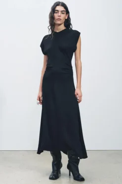 New VESTIDO LARGO DRAPEADO ZW COLLECTION Mujer Vestidos