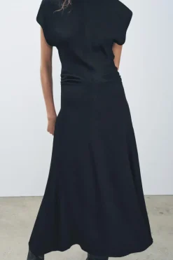 New VESTIDO LARGO DRAPEADO ZW COLLECTION Mujer Vestidos