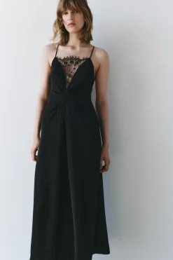 New VESTIDO LARGO ENCAJE ZW COLLECTION Mujer Vestidos