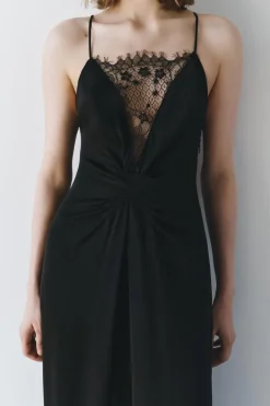 New VESTIDO LARGO ENCAJE ZW COLLECTION Mujer Vestidos