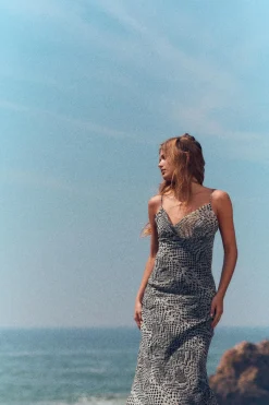 Best VESTIDO LARGO ESTAMPADO ANIMAL Mujer Vestidos