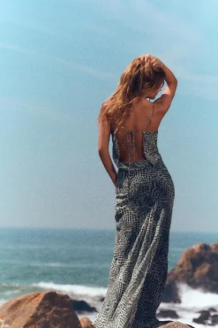 Best VESTIDO LARGO ESTAMPADO ANIMAL Mujer Vestidos