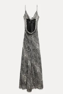 Best VESTIDO LARGO ESTAMPADO ANIMAL Mujer Vestidos