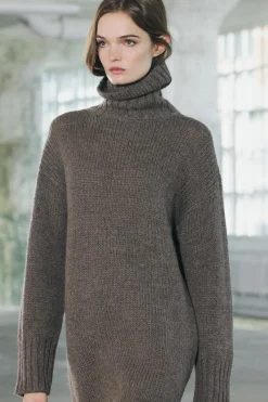 New VESTIDO LARGO FLECOS 100% LANA Mujer Vestidos|Cárdigan / Jerséis