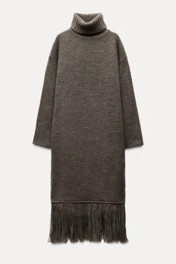 New VESTIDO LARGO FLECOS 100% LANA Mujer Vestidos|Cárdigan / Jerséis