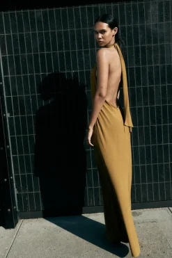 Best VESTIDO LARGO HALTER ESPALDA DESCUBIERTA Mujer Vestidos