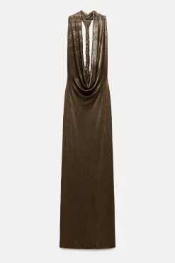 Best VESTIDO LARGO HALTER FOIL Mujer Vestidos