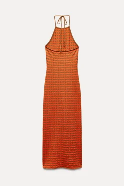 Fashion VESTIDO LARGO HALTER JAQUARD Mujer Vestidos