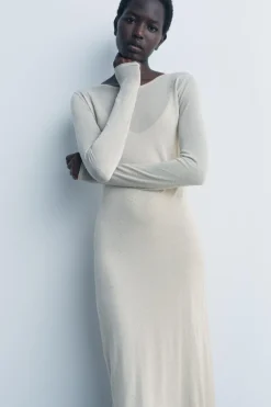 Best VESTIDO LARGO PUNTO BRILLOS Mujer Vestidos|Cárdigan / Jerséis