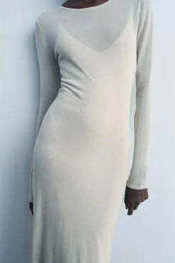 Best VESTIDO LARGO PUNTO BRILLOS Mujer Vestidos|Cárdigan / Jerséis