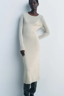 Best VESTIDO LARGO PUNTO BRILLOS Mujer Vestidos|Cárdigan / Jerséis