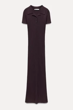 Online VESTIDO LARGO PUNTO CANALÉ Mujer Vestidos|Cárdigan / Jerséis