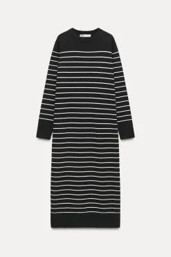 Hot VESTIDO LARGO PUNTO RAYAS Mujer Vestidos|Cárdigan / Jerséis