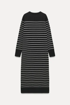 Hot VESTIDO LARGO PUNTO RAYAS Mujer Vestidos|Cárdigan / Jerséis