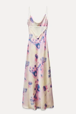 Outlet VESTIDO LARGO SATINADO ESPALDA DESCUBIERTA Mujer Vestidos