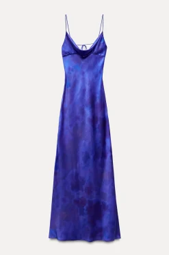 Hot VESTIDO LARGO SATINADO ESTAMPADO Mujer Vestidos