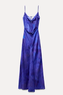 Hot VESTIDO LARGO SATINADO ESTAMPADO Mujer Vestidos