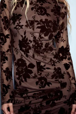 Clearance VESTIDO LARGO TUL FLOCADO Mujer Vestidos