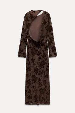 Clearance VESTIDO LARGO TUL FLOCADO Mujer Vestidos