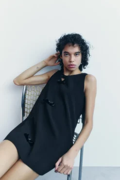 Outlet VESTIDO LAZOS TERCIOPELO ZW COLLECTION Mujer Vestidos