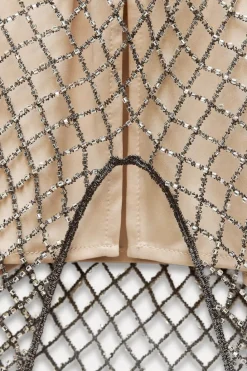 Outlet VESTIDO LENCERO MIDI PEDRERÍA Mujer Vestidos|Cárdigan / Jerséis