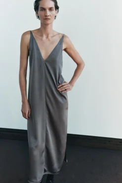 Fashion VESTIDO LENCERO SATINADO Mujer Vestidos