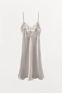 Online VESTIDO LENCERO SATINADO BORDADOS Mujer Vestidos