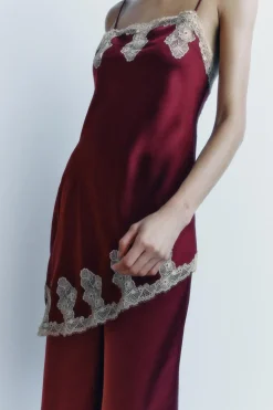 New VESTIDO LENCERO SATINADO ENCAJE Mujer Vestidos|Lenceria