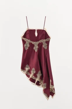 New VESTIDO LENCERO SATINADO ENCAJE Mujer Vestidos|Lenceria