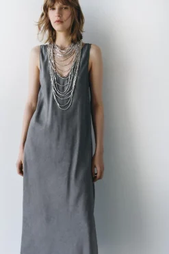 Sale VESTIDO LENCERO SEDA 100% ZW COLLECTION Mujer Vestidos