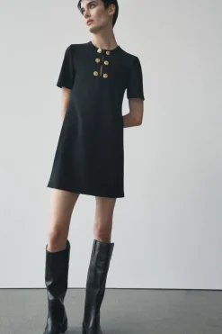 Online VESTIDO MANGA CORTA BOTONES Mujer Vestidos