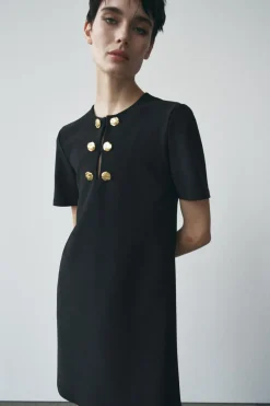 Online VESTIDO MANGA CORTA BOTONES Mujer Vestidos