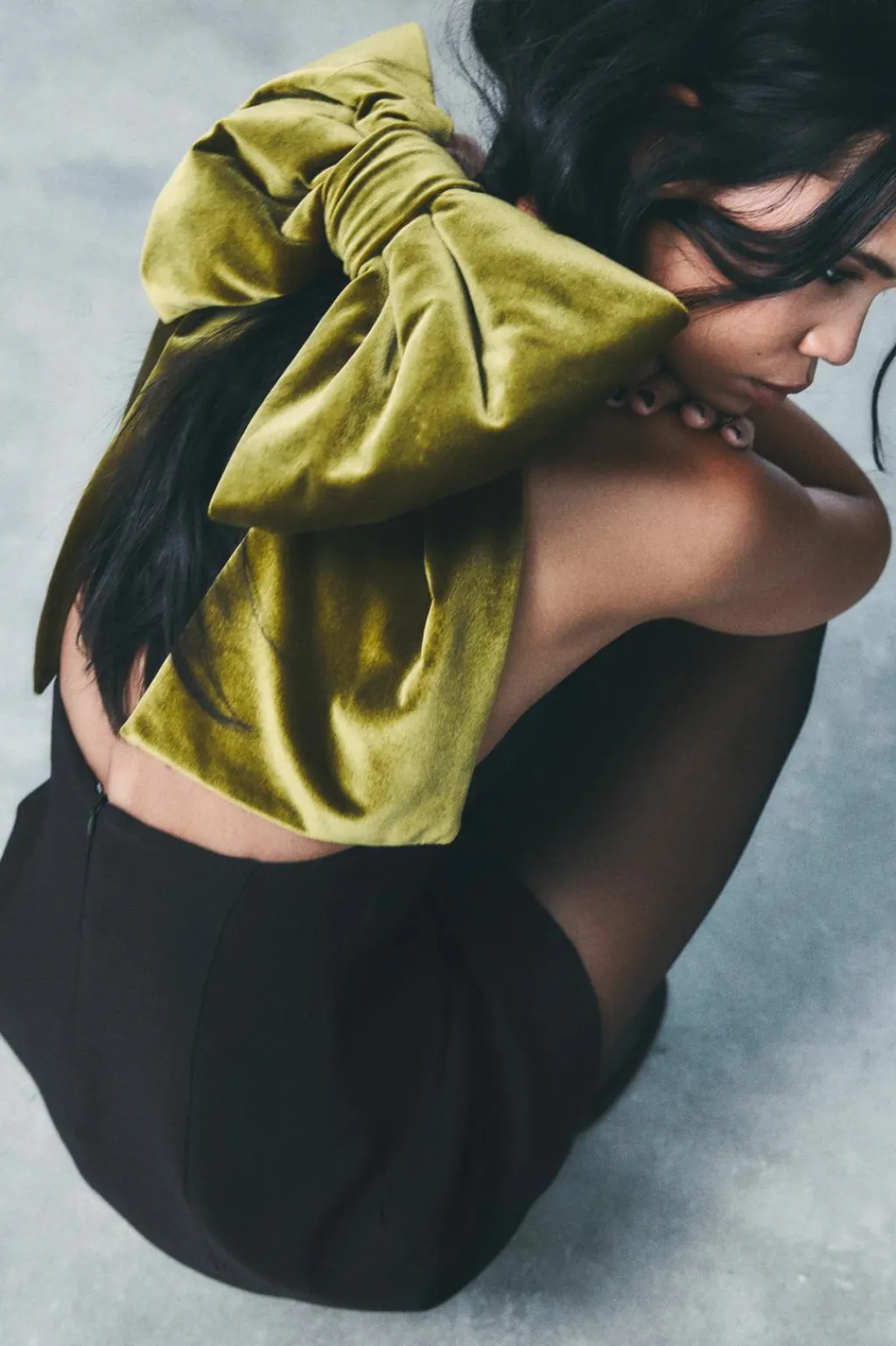 Outlet VESTIDO MAXI LAZO TERCIOPELO Mujer Vestidos