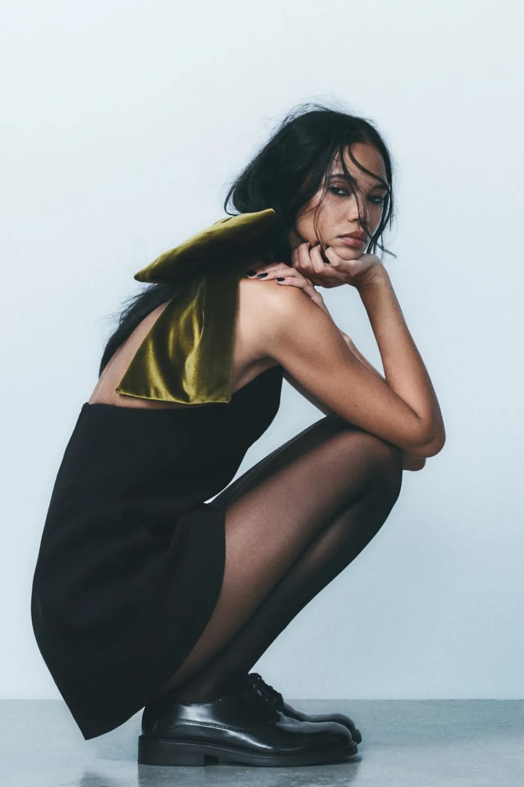 Outlet VESTIDO MAXI LAZO TERCIOPELO Mujer Vestidos