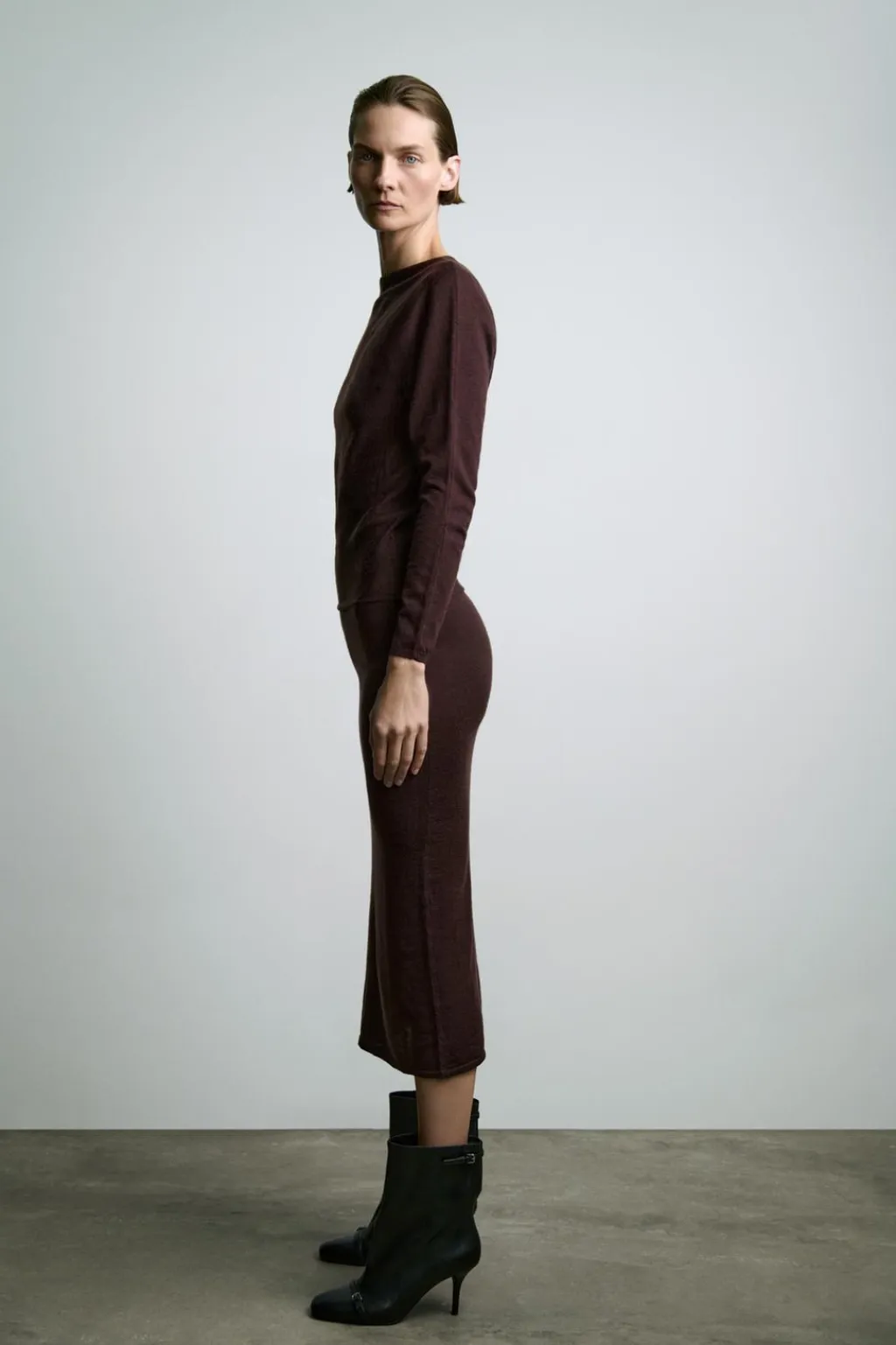 Fashion VESTIDO MIDI 100% LANA Mujer Vestidos|Cárdigan / Jerséis