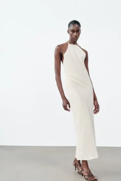 Clearance VESTIDO MIDI ABALORIOS EFECTO ARRUGADO Mujer Vestidos