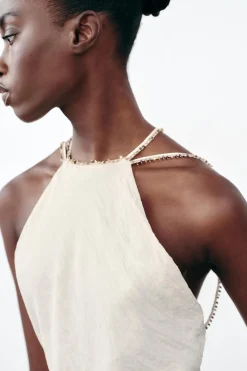 Clearance VESTIDO MIDI ABALORIOS EFECTO ARRUGADO Mujer Vestidos