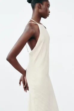 Clearance VESTIDO MIDI ABALORIOS EFECTO ARRUGADO Mujer Vestidos