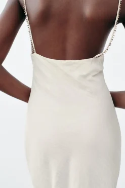 Clearance VESTIDO MIDI ABALORIOS EFECTO ARRUGADO Mujer Vestidos