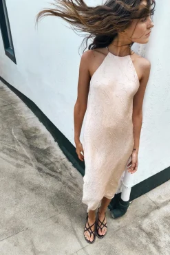 Online VESTIDO MIDI ABALORIOS EFECTO ARRUGADO Mujer Vestidos