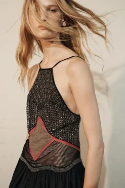 New VESTIDO MIDI ABALORIOS ZW COLLECTION Mujer Vestidos